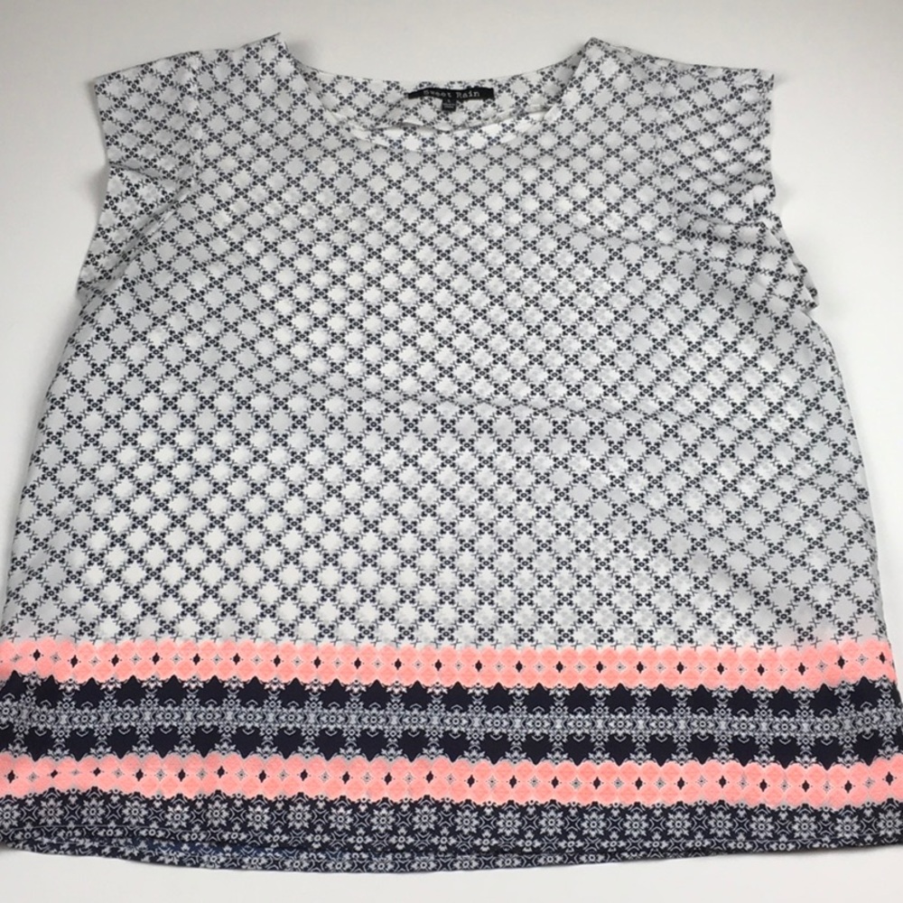 Navy & White Blouse - Size Large